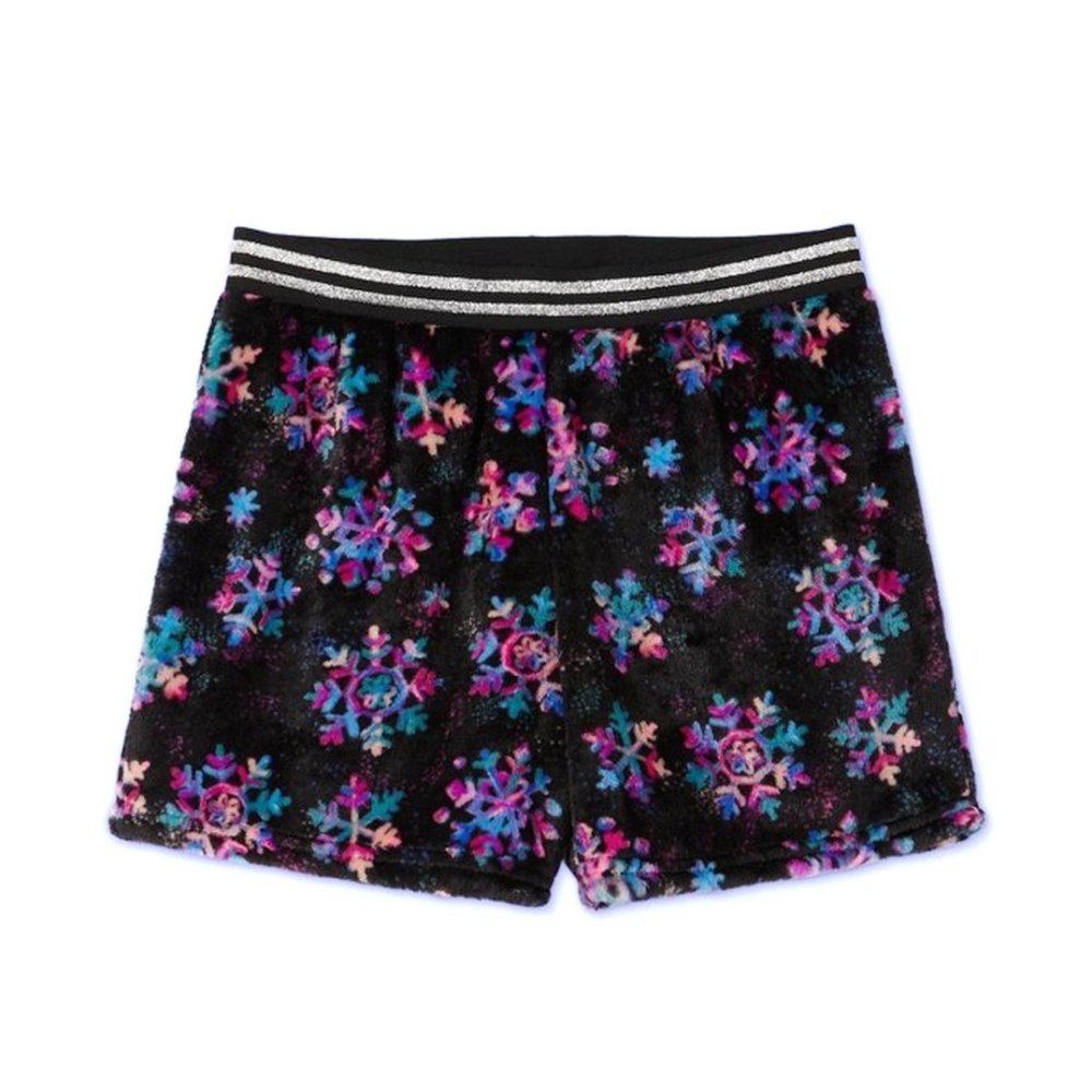 NWT Snowflake Print Fuzzy Pajama Shorts - Girls Size XS (4/5) - More Than Magic